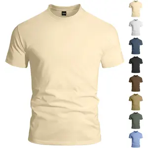 Men's Solid Color Crew Neck Quick‑Dry Top TK Breathable Stretch Casual Sports Plus‑Size Short‑Sleeve T‑Shirt