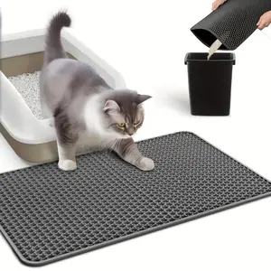 EVA Double Layer Cat Litter Mat Anti Slip Odor Neutralizer Easy Clean Low Edge Design Traps Litter for Cat Owners Multi Cat Households Pet Home Essential