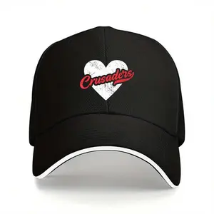 High School Baseball Cap - Adjustable Hat, Black With Red Script & White Heart, School Hat Alumni,, Sports Fans - Unisex Graduation, Game Day, Casual Attire, Alumni Merchandise, Sporty Design, Breathable Material, Alumni Gifts