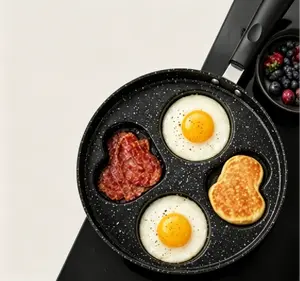 4-Cup Nonstick Pancake Pan Heart & Round Shape Egg Frying Pan Mini Breakfast Skillet for Eggs Burgers & Pancakes Cookware Pots