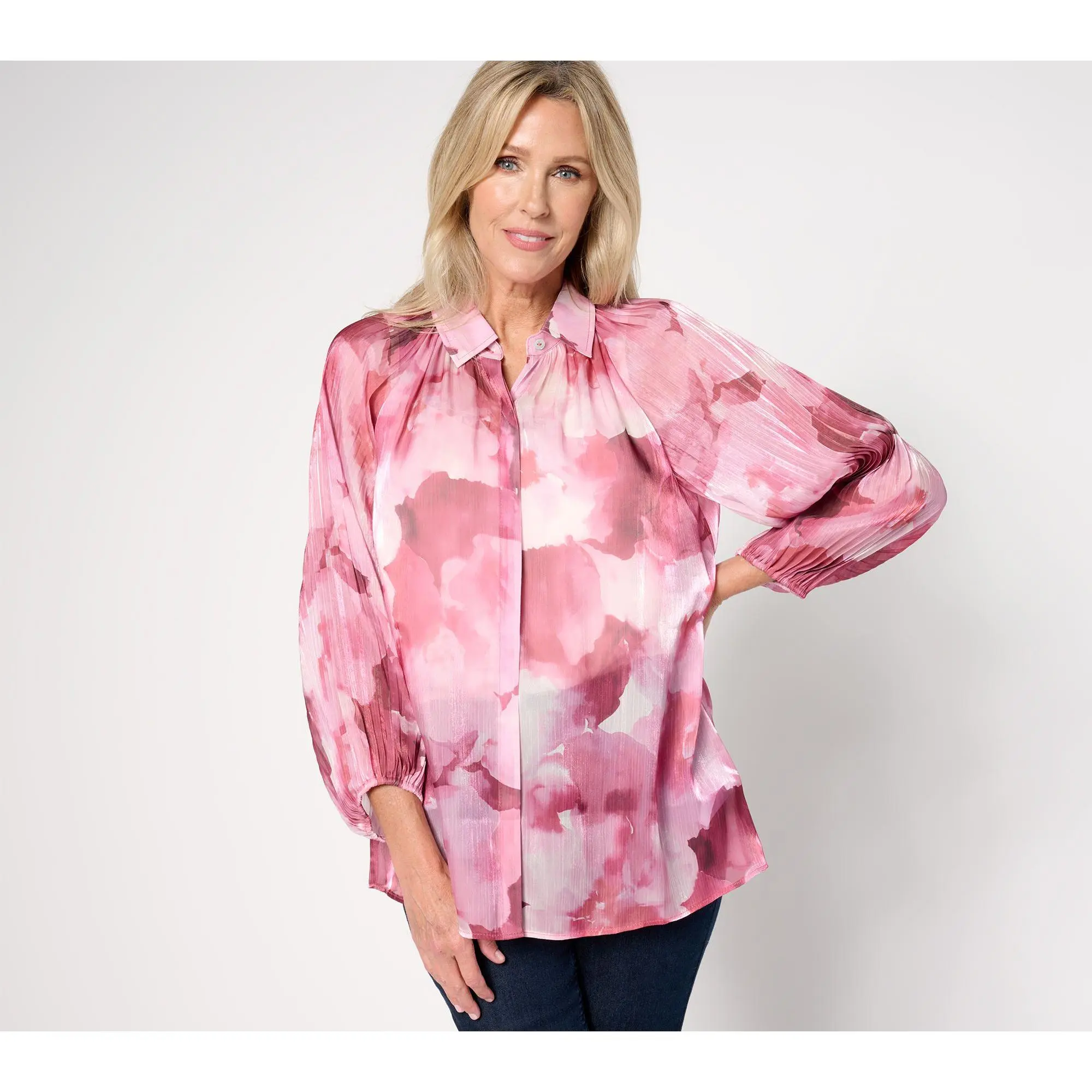 Susan Graver Regular Occasions Printed Sheer Woven Tunic