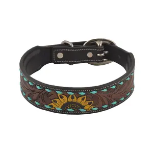 Hand-Tooled Leather Dog Collar MYRA