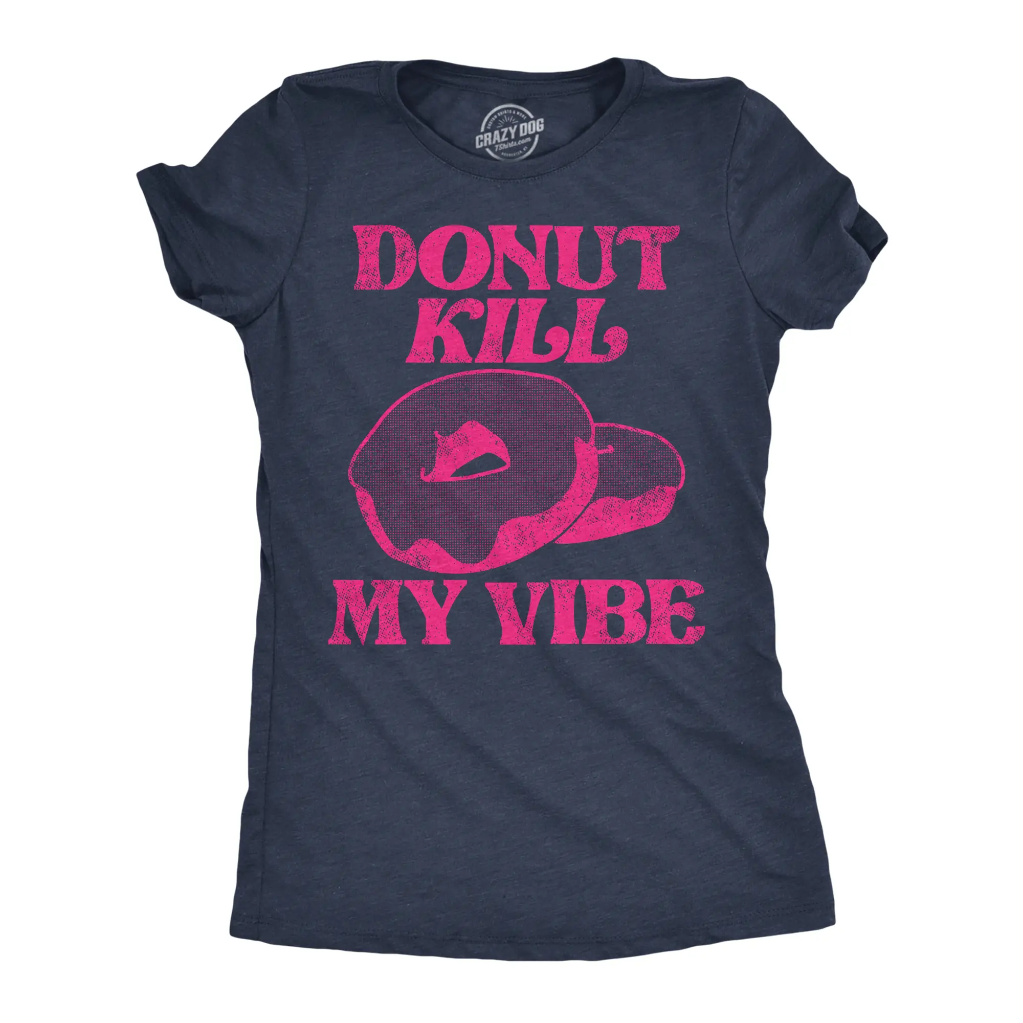 Womens Donut Kill My Vibe Funny T Shirt Sarcastic Donuts Graphic Tee for Ladies Funny Womens T Shirts Cute Vintage Fashion Casual Ladies T-Shirt Gift Sarcastic Tops for Women Funny Food Top Women's Novelty Tees Navy -