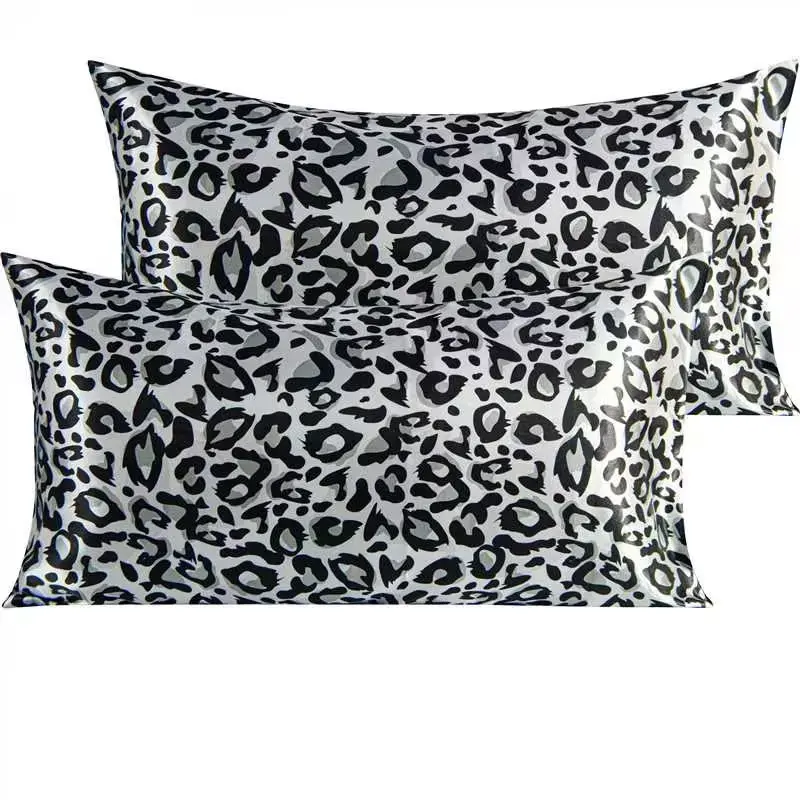 HTA Luxury Vibe Microfiber Satin Pillowcases - 2-Pack Vintage Animal Prints, European Design, Envelope Closure, Super Soft Cool Smooth Finish, Skin-Friendly Frictionless, Anti-Acne Hair & Skin Care, Wrinkle & Fade Resistant, Bedroom Decor, Wrinkle Resista