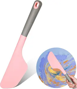 Large Silicone Spatula 13.3 Inch Pink Paint Spatula Cake Cream Spatulas Silicone Art Painting Tools Art Supplies Spreading Tools