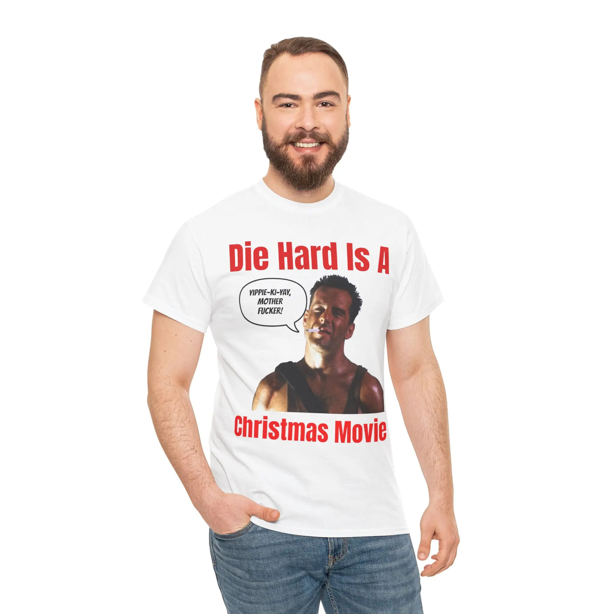 Die Hard Christmas Movie Unisex Heavy Cotton Tee, Funny Holiday Gift, Movie Lover Shirt, Casual Wear, Colorful Graphic Tee