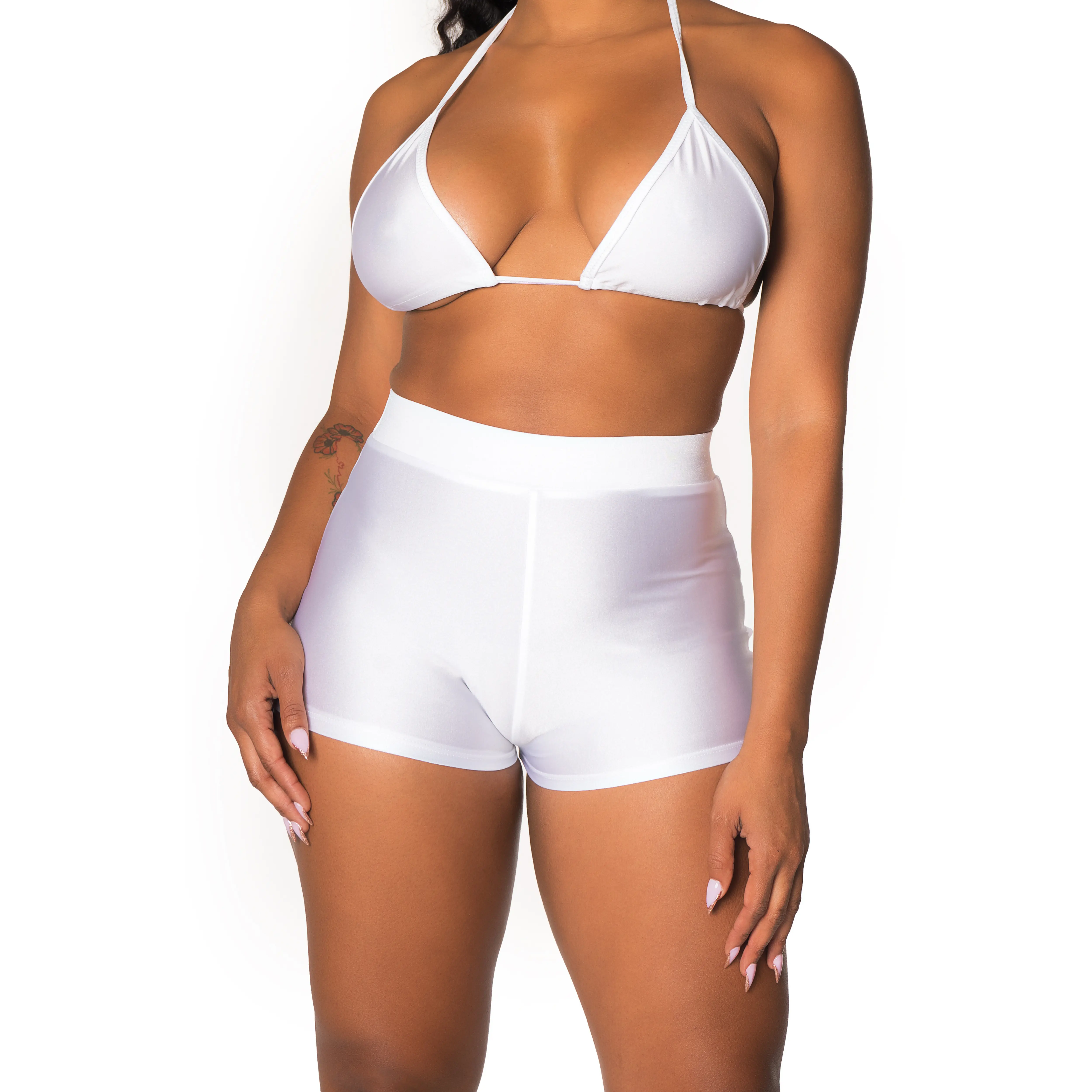 White High Waisted Shorts