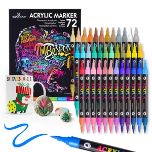 WINSONS Dual-Tip Acrylic Paint Markers, 24/48/72-Color Water-Based Quick-Dry Pens, Office Art Supplies for Rock Painting, DIY Crafts