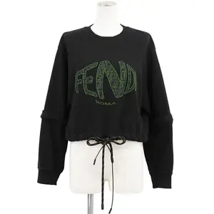 Pre-owned FENDI Cotton Small Leather Goods Embroidered Mesh Cropped Sweatshirt