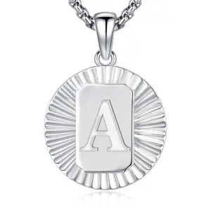 Sebina Initial Necklace Letter Charms Round Initial Pendant Necklace Silver Jewelry Gifts for Women Men Birthday Anniversary Lover Graduation Belief Him Her Yourself