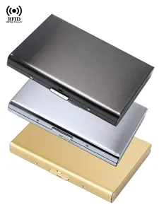Bank Credit Card Holders Rfid Blocking Metal Slim Stainless Steel Card Bag, Metal Men's and Women's Anti-magnetic and Anti-theft Wallets Smart Wallets for Men Women Purses Money Fashion Bags