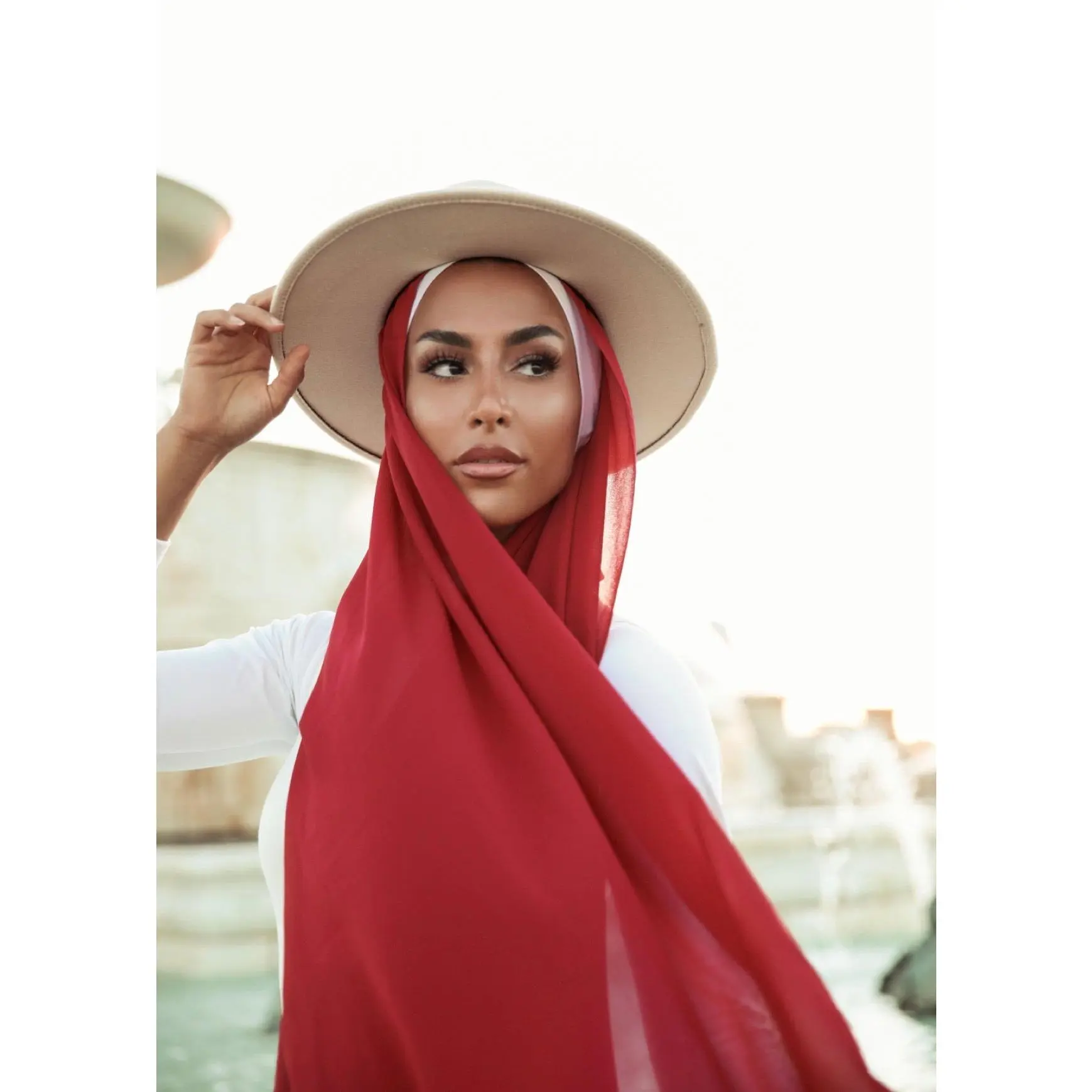 Premium Chiffon Hijab - Ruby