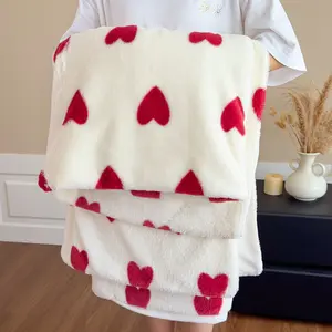 Romantic Heart Multifunctional Plush Blanket, Warm Winter Home Decor, Sofa Bed Throw, Perfect Gift for Valentine's Day, Christmas, Halloween, Soft Warm Blanket, Heartfelt Gift Blanket