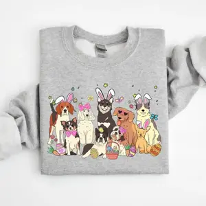 Easter Dogs Sweatshirt/Hoodie/T-Shirt, Cute Bunny Ears Puppy Shirt, Funny Easter Egg Hunt Pet Lover Gift, Spring Dog Mom Graphic Tee, For Men and For Women