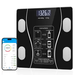 Smart Body Fat Scale with Led Display - Digital Bathroom Scale with Bluetooth, Accurate Body Composition Measurement, Muscle Mass, BMI, and Body Water Analysis