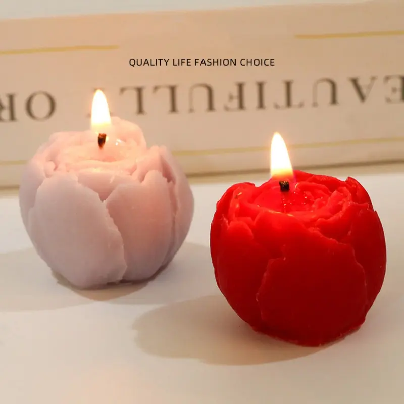 Handmade Rose Scented Candle Set, 4pcs Box, Valentine's Day Gift, Aromatherapy Wellness Calming Scents Candles, Perfect Souvenir, Romantic Gift Idea