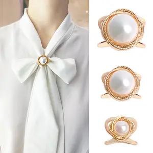 Luxury Pearl Scarf Ring Buckle Multi-Size Fashion Scarf Clip for Women Elegant Silk Scarf Shawl Square Scarf Holder