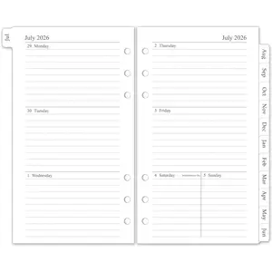 2026-2027 Weekly & Monthly Planner Refill, A6 Small Size 6-Hole Punched Planner Inserts with Monthly Tabs, Size 3 3.8"x6.8", Covers July 2026 to June 2027