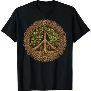 Tree of Life Peace T-Shirt Relaxed Fit Cotton T-Shirt
