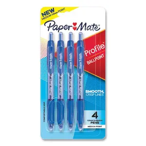 Sanford  Medium 1 mm Profile Retractable Ballpoint Pen, Translucent Blue - Pack of 4