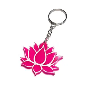 Pink Lotus Blossom Flower Keychain, Cute BOHO Purse Charms For Women, New Car Gift For Her, Wristlet Accessories, BFF Hippie Yoga Lover Gift keychain for bag stockingstuffers for