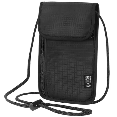 Travel Neck Wallet, RFID Blocking Passport Holder, Passport Protector, Durable Wear-Resistant Nylon Necklace Bag, Safe Lightweight Passport Wallet, RFID Anti Theft (7.5'' X 5.5'')