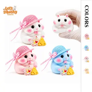 LETSSQUISHY Handmade Taba Squishy Hamster Toy, Cute Squishy Hamster Fidget Toy, Realistic Hamster Toy, Soft Silicone Mochi Furry Toy, Stress Relief Gift for Adults & Kids, Sensory Anxiety Plushie (White)