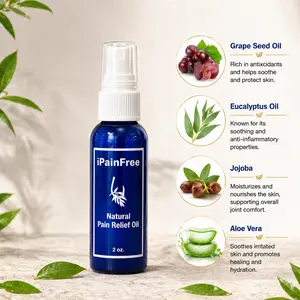 iPainFree 2 oz Soothing Oil Spray - Eucalyptus Cooling Relief , Plant-Based with Grape Seed, Aloe Vera & Jojoba Oil for Fitness Therapy Therapeutic Healthy