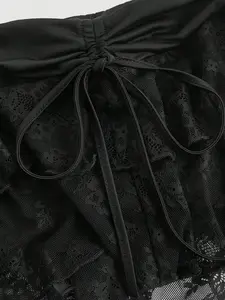 Lace Ruffle Shorts, Vintage Slimming Sexy Design, High Waist Long Leg, Perfect for Streetwear, Dark Gothic Girl Style