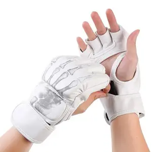 1 Pair Half Finger Boxing Gloves, Breathable Punching Mitts, Martial Arts Training Protective Gear for Boxing Taekwondo MMA Kickboxing, Men Women Gym Workout Accessories, Fitness Training Gloves for Daily Practice & Gift