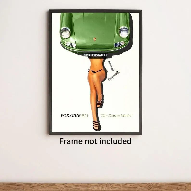 Porsche 911 Poster, Vintage Porsche, Retro, Model, color car Poster, classic car print, Porsche 911, car girl,car boy vintage cars poster no frame