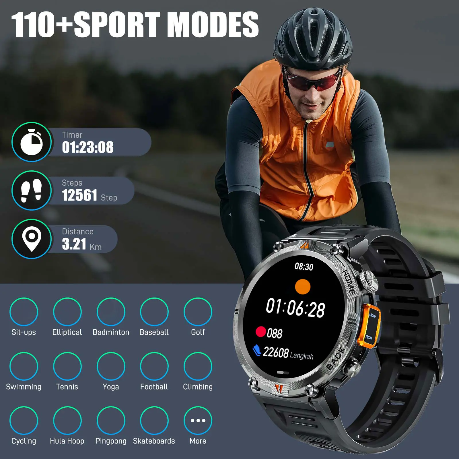 EIGIIS KE3 Outdoor Rugged Smartwatch for Men(Call Receive/Dial