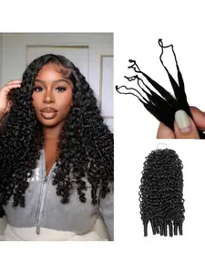 Natural 3rd Generation French Curly Feather Crochet Hair Extensions, 50g Medium Length with Spiral Coily Ends