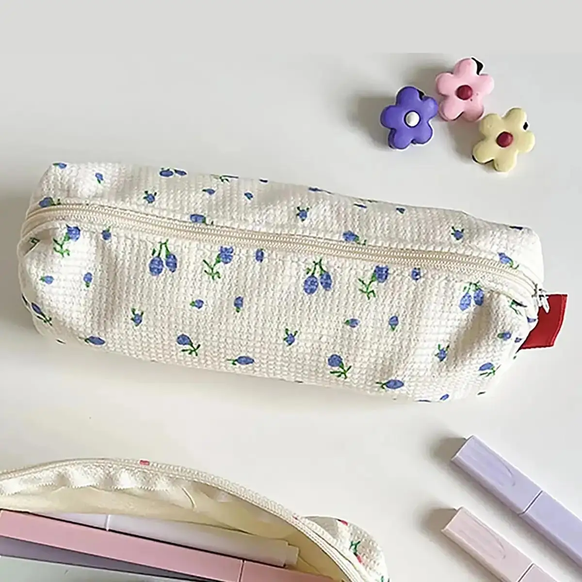 Floral Pattern Pencil Bag, 1 Count Cute Simple Pen Bag, Stationery Storage Bag, Desk Organiser for Office Home School Student