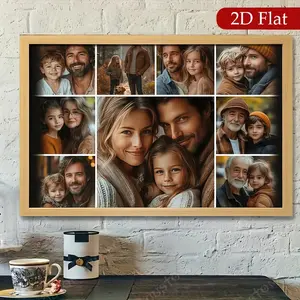 2D Flat,A Custom painting with a natural wood frame, 9 Framed Photos, St Patrick's Day Decorations Upload Any of Your Photos, Modern Wall Art Decoration for Living Room, Canvas Photo Personalized Bedroom,Framed Picture outdoorfun, whimsical home decor