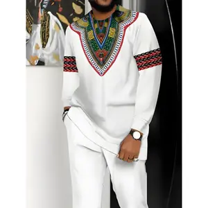 Men'SEthnicGeometric-PatternedSuit,CasualCrewNeckLong-SleeveKnitPolyester100%,All-SeasonRegularFitwithPockets,Breathable&Skin-Friendly