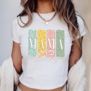 Floral Mama Baby Tee, Coquette Bow Mama Mothers Day Mama Varsity Floral Spring Gift For Mom Mother Boho Mama Baby Tee
