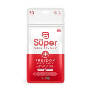 The Super Patch Company Freedom Patch Hypo-allergenic Polyethylene Adhesive 30 Patches VTT 2.0 Pain Relief for Muscles & Joints Natural Non-invasive