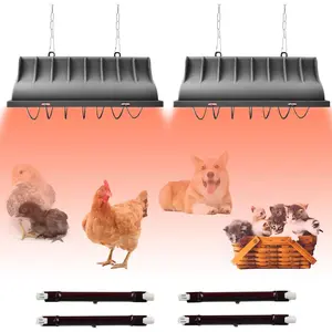 Chicken Coop Heater For Chicks,Brooder Heater With 2pcs Heat Lamp(250W And 175W),Adjustable Temp & Height Chicken Brooder Box Supplies For Chicken Livestock Dogs Sheep Pets