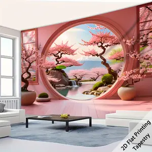 Pink Landscape Backdrop Dreamy Nature Theme Tapestry Wall Hanging Photography Background for Bedroom Decor Birthday Celebration Home Party Supplies