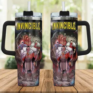 Invincible Inspired Hero Tumbler 40oz Comic Style Cup Powerful Character Design Gift For Fans Action Series Lovers
