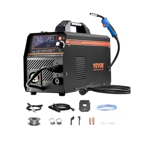 Fathersdaygift VEVOR MIG Welder, 160A Synergic Mig Welding Machine, 4-in-1 Gas MIG/Flux Core MIG/Stick/Lift TIG Multi-Process Welder Machine, 110V/220V Dual Voltage Mig Welder with IGBT Inverter LCD Screen Display, 160A Output, Lcd Controldealsforyoudays
