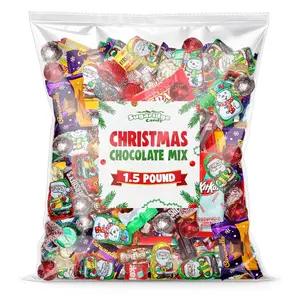 Christmas Chocolate Candy Mix 1.5 Pound – Individually Wrapped Assorted Holiday Themed Chocolates Variety Pack for Classroom Party, Bowls, Parties, Stocking Stuffers & Gift Bags