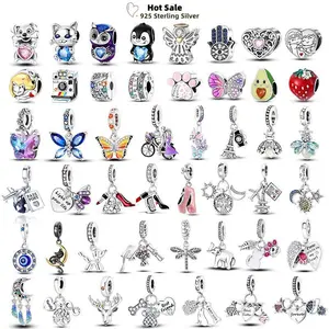 925 Sterling Silver Blue Chameleon Charms Fit Pendant Original Bracelets Family Puppy Clip Charm Beads DIY Ladies Jewelry Gifts