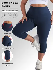 Women's Plus Size High Waist Tight-Fitting Underwear Pants, Low-Impact Yoga Bottoms, High Waisted Leggings, Solid Sports Leggings, Perfect for Daily Wear, Summer Essential