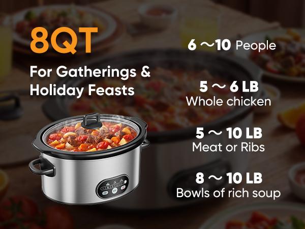 Sweetcrispy Slow Cooker - 3 Cooking Settings, Dishwasher-Safe Stoneware Crock, Glass Lid, Full-Grip Handles, Easy Carry, Fast and Easy Cleanup, Long-Lasting Performance, Minimal Effort for Blueberry Cobbler & Delicious Meals, Variety Of Foods