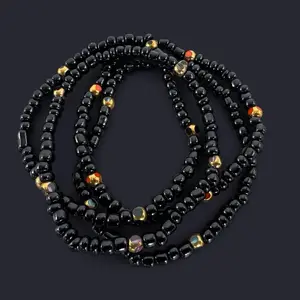 Black Seed Bead Bracelet Stack - 4pcs