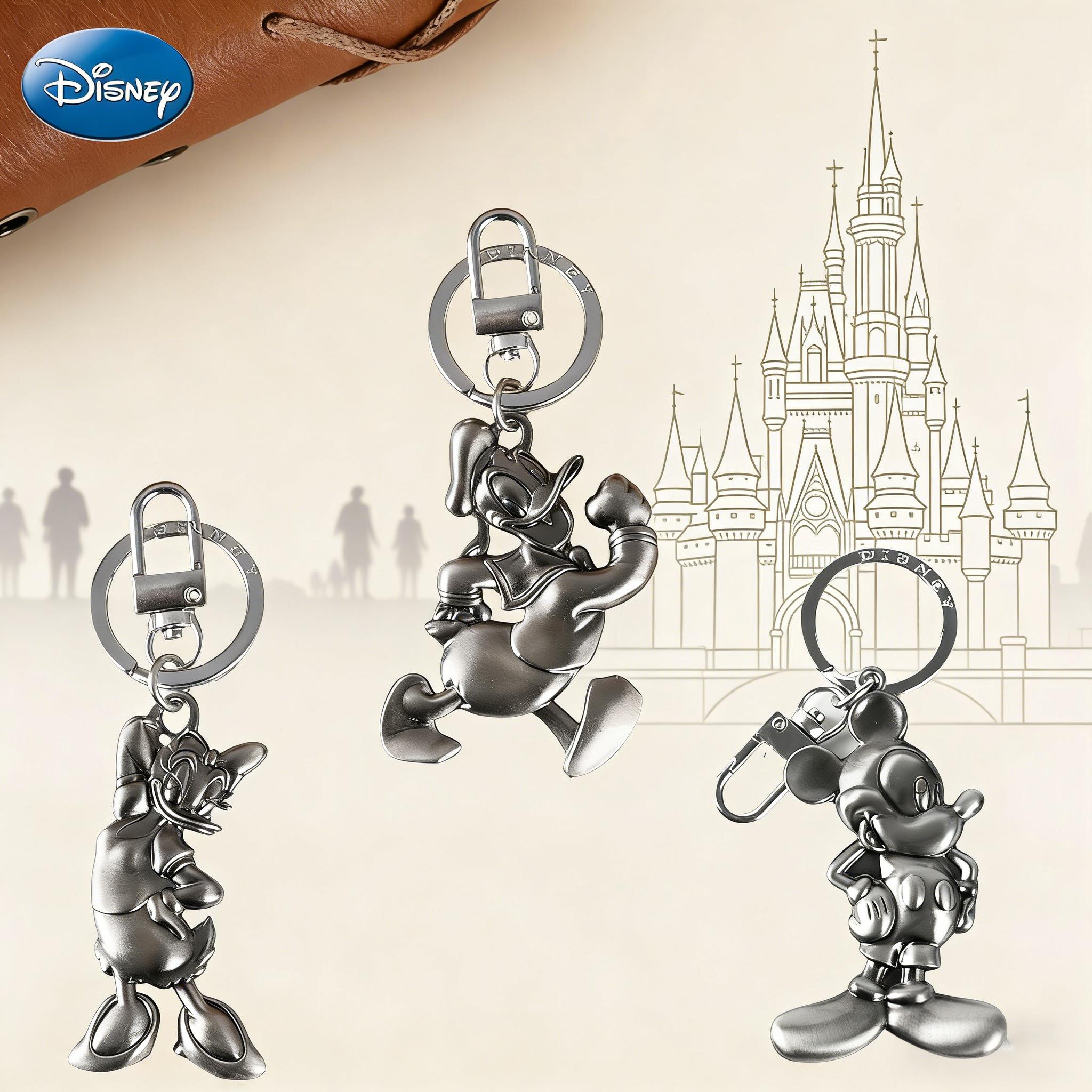 1PC Disney Keychain Officially Licensed Collectible Cute Animal Anime Mickey Daisy Duck Donald Duck Goofy Minnie Keyring Backpack Decoration Car key Pendant Desk Ornament Anti-Rust Exquisite Alloy Enamel Gift