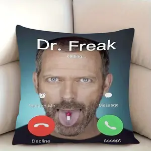 House Doctor Pillowcase - Featuring a Humorous Phone Answering Design with "Accept Reject" Buttons TV Show Pillow Cover with Zipper Closure, Suitable for Decorating Living Rooms And Bedrooms, a Great Gift for Medical Theme Ent 18x18in