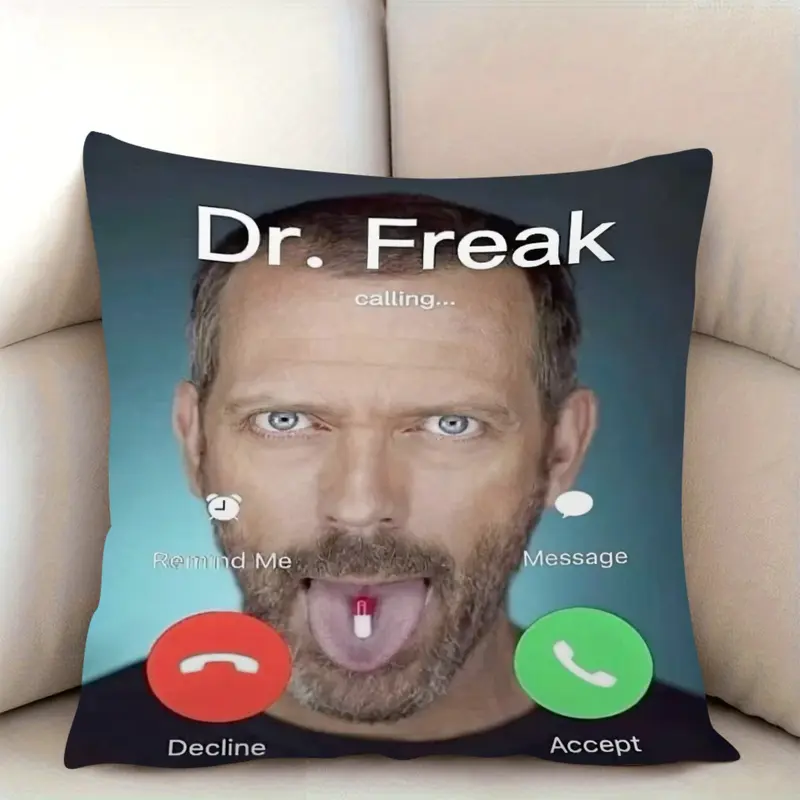 House Doctor Pillowcase - Featuring a Humorous Phone Answering Design with "Accept Reject" Buttons TV Show Pillow Cover with Zipper Closure, Suitable for Decorating Living Rooms And Bedrooms, a Great Gift for Medical Theme Ent 18x18in